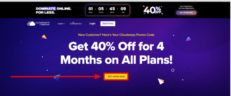 Cloudways Website & Click Get Offer Now